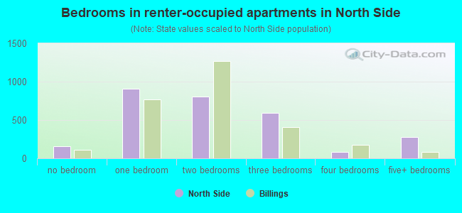Bedrooms in renter-occupied apartments in North Side