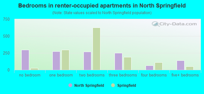 Bedrooms in renter-occupied apartments in North Springfield