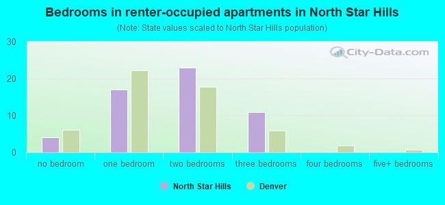 Bedrooms in renter-occupied apartments in North Star Hills
