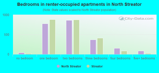 Bedrooms in renter-occupied apartments in North Streator