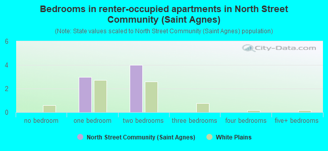Bedrooms in renter-occupied apartments in North Street Community (Saint Agnes)
