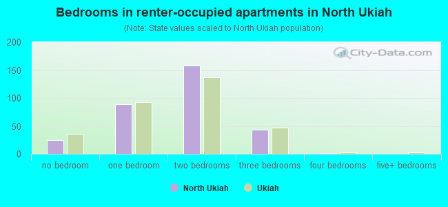 Bedrooms in renter-occupied apartments in North Ukiah
