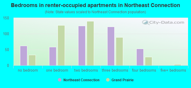 Bedrooms in renter-occupied apartments in Northeast Connection