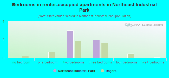 Bedrooms in renter-occupied apartments in Northeast Industrial Park