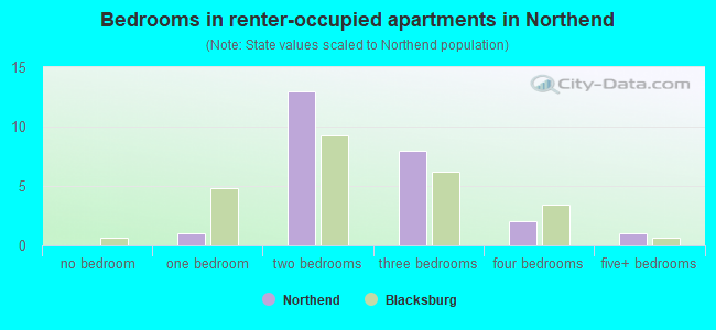 Bedrooms in renter-occupied apartments in Northend
