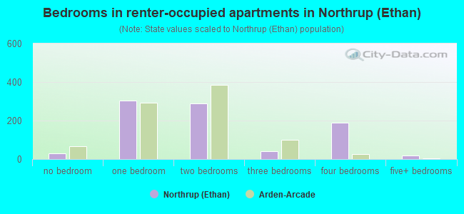 Bedrooms in renter-occupied apartments in Northrup (Ethan)