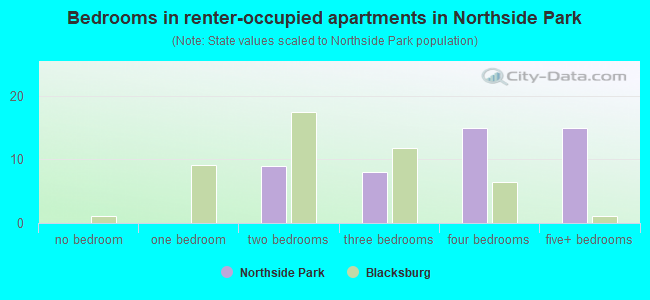 Bedrooms in renter-occupied apartments in Northside Park