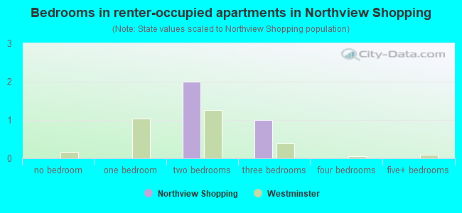Bedrooms in renter-occupied apartments in Northview Shopping