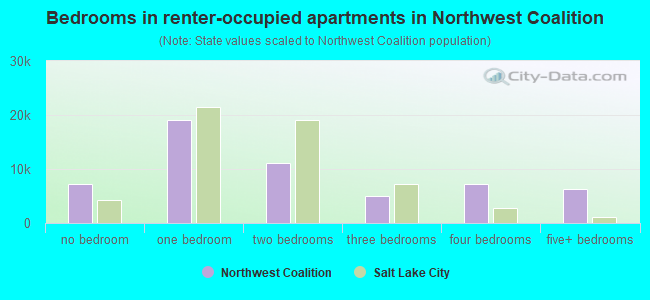 Bedrooms in renter-occupied apartments in Northwest Coalition