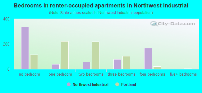 Bedrooms in renter-occupied apartments in Northwest Industrial