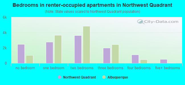 Bedrooms in renter-occupied apartments in Northwest Quadrant