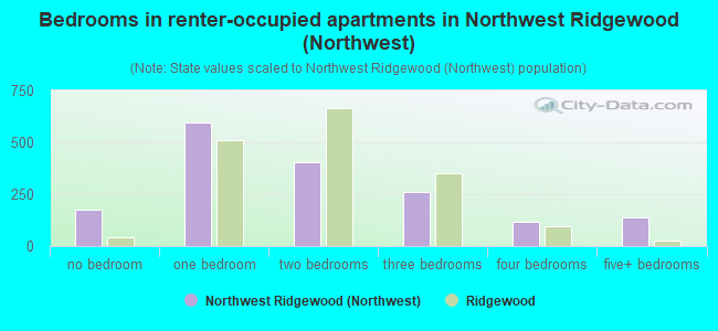 Bedrooms in renter-occupied apartments in Northwest Ridgewood (Northwest)