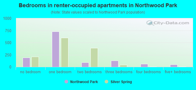 Bedrooms in renter-occupied apartments in Northwood Park