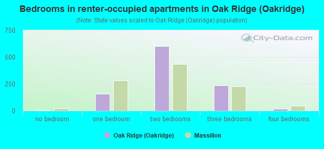 Bedrooms in renter-occupied apartments in Oak Ridge (Oakridge)