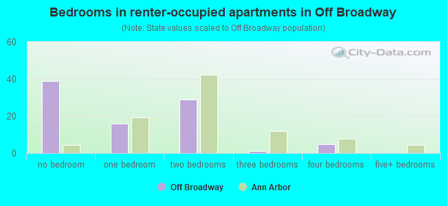 Bedrooms in renter-occupied apartments in Off Broadway