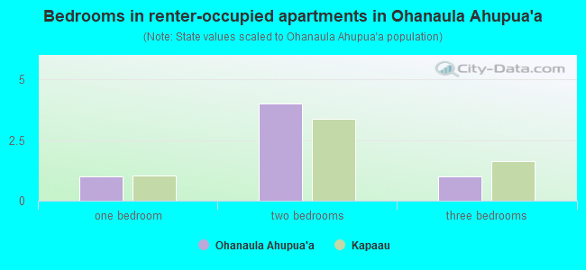 Bedrooms in renter-occupied apartments in Ohanaula Ahupua`a