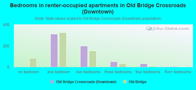 Bedrooms in renter-occupied apartments in Old Bridge Crossroads (Downtown)