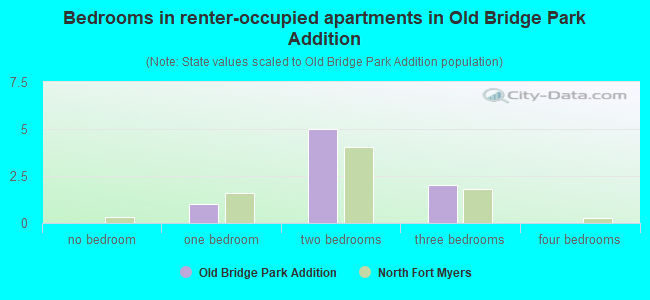 Bedrooms in renter-occupied apartments in Old Bridge Park Addition