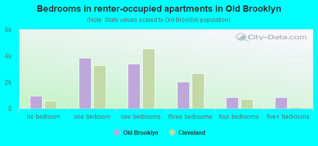 Bedrooms in renter-occupied apartments in Old Brooklyn