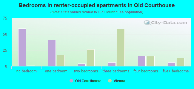 Bedrooms in renter-occupied apartments in Old Courthouse