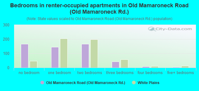 Bedrooms in renter-occupied apartments in Old Mamaroneck Road (Old Mamaroneck Rd.)