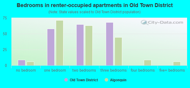 Bedrooms in renter-occupied apartments in Old Town District