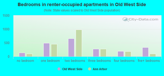 Bedrooms in renter-occupied apartments in Old West Side