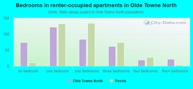 Bedrooms in renter-occupied apartments in Olde Towne North