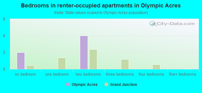 Bedrooms in renter-occupied apartments in Olympic Acres