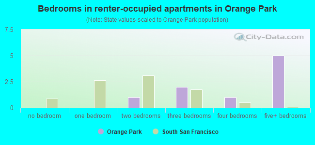 Bedrooms in renter-occupied apartments in Orange Park