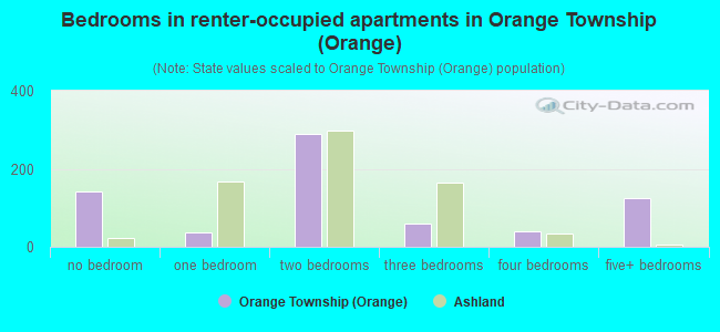 Bedrooms in renter-occupied apartments in Orange Township (Orange)