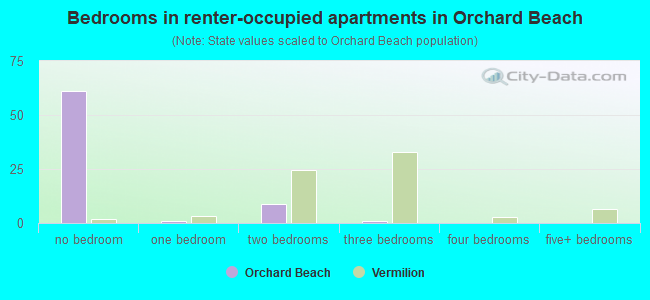 Bedrooms in renter-occupied apartments in Orchard Beach