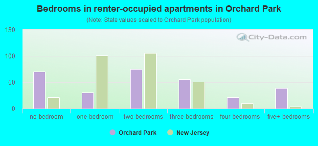 Bedrooms in renter-occupied apartments in Orchard Park