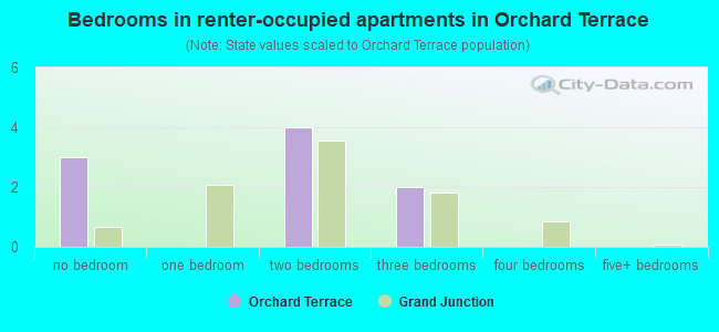 Bedrooms in renter-occupied apartments in Orchard Terrace