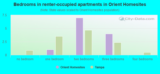 Bedrooms in renter-occupied apartments in Orient Homesites