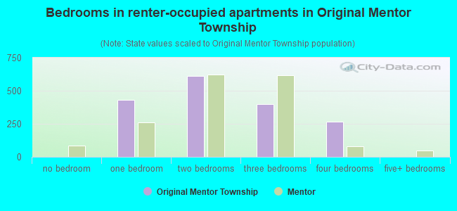 Bedrooms in renter-occupied apartments in Original Mentor Township