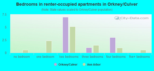 Bedrooms in renter-occupied apartments in Orkney/Culver