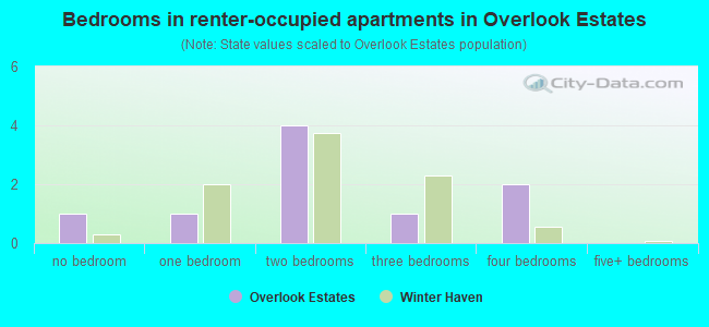 Bedrooms in renter-occupied apartments in Overlook Estates