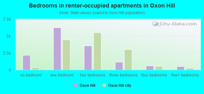 Bedrooms in renter-occupied apartments in Oxon Hill