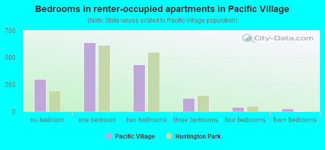 Bedrooms in renter-occupied apartments in Pacific Village