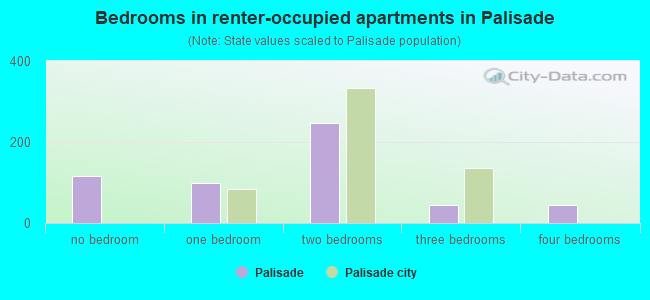 Bedrooms in renter-occupied apartments in Palisade