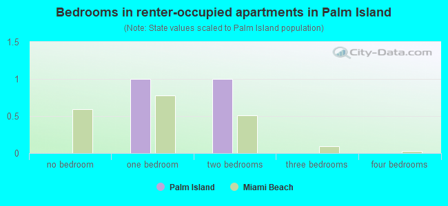 Bedrooms in renter-occupied apartments in Palm Island