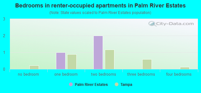 Bedrooms in renter-occupied apartments in Palm River Estates