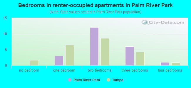 Bedrooms in renter-occupied apartments in Palm River Park