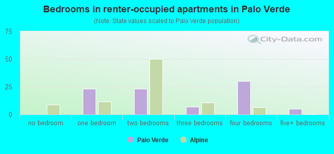 Bedrooms in renter-occupied apartments in Palo Verde
