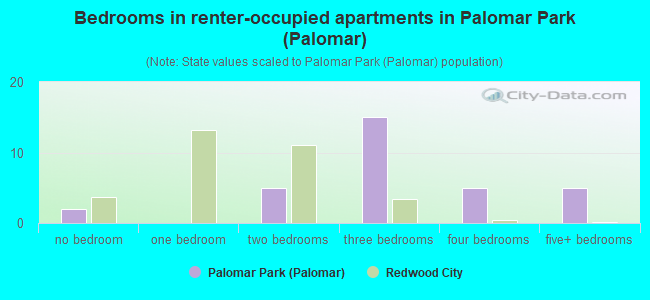 Bedrooms in renter-occupied apartments in Palomar Park (Palomar)