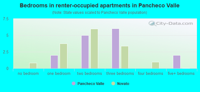 Bedrooms in renter-occupied apartments in Pancheco Valle