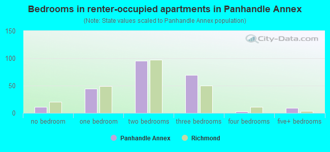 Bedrooms in renter-occupied apartments in Panhandle Annex