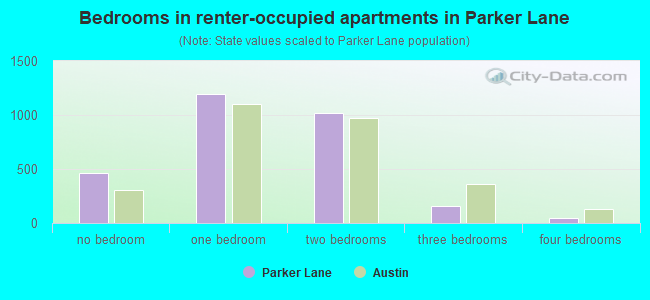Bedrooms in renter-occupied apartments in Parker Lane
