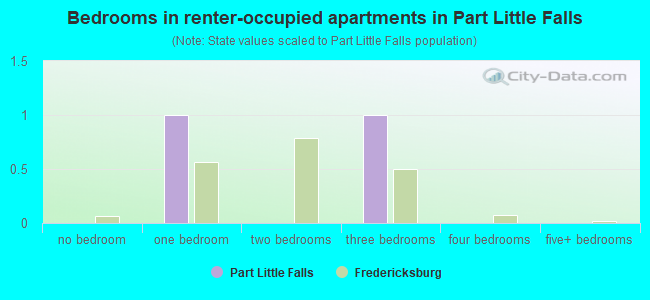 Bedrooms in renter-occupied apartments in Part Little Falls